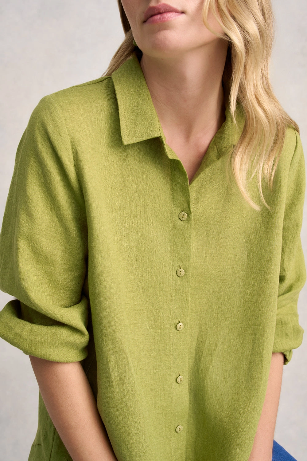 3/4 Sleeve Linen Shirt - Pear Cross Dye