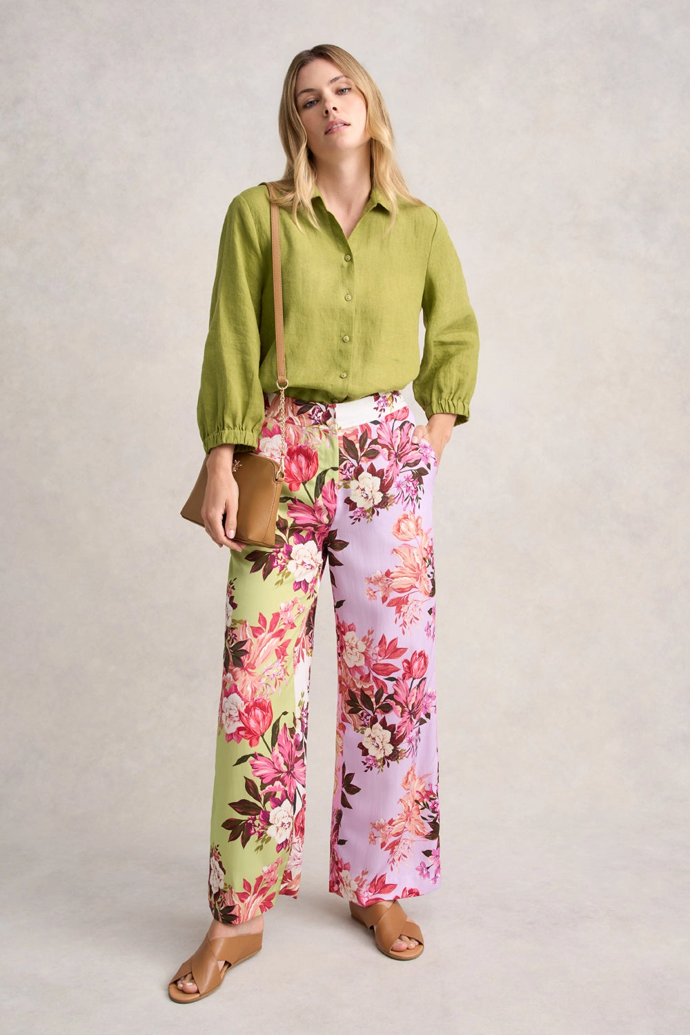 3/4 Sleeve Linen Shirt - Pear Cross Dye
