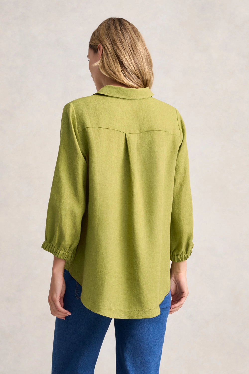 3/4 Sleeve Linen Shirt - Pear Cross Dye