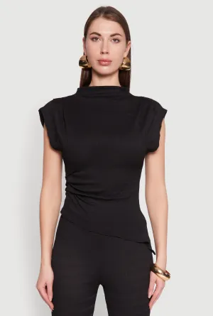 Asymmetrical Hem Cap Sleeve Top