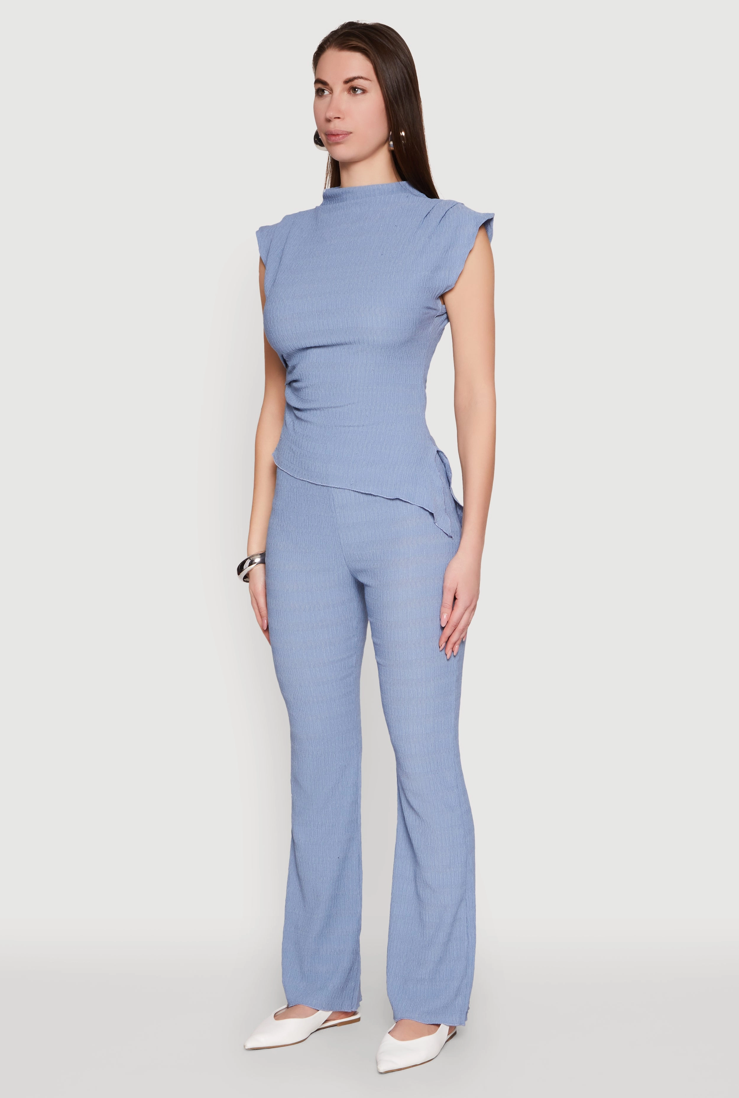 Asymmetrical Hem Cap Sleeve Top