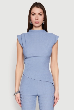 Asymmetrical Hem Cap Sleeve Top