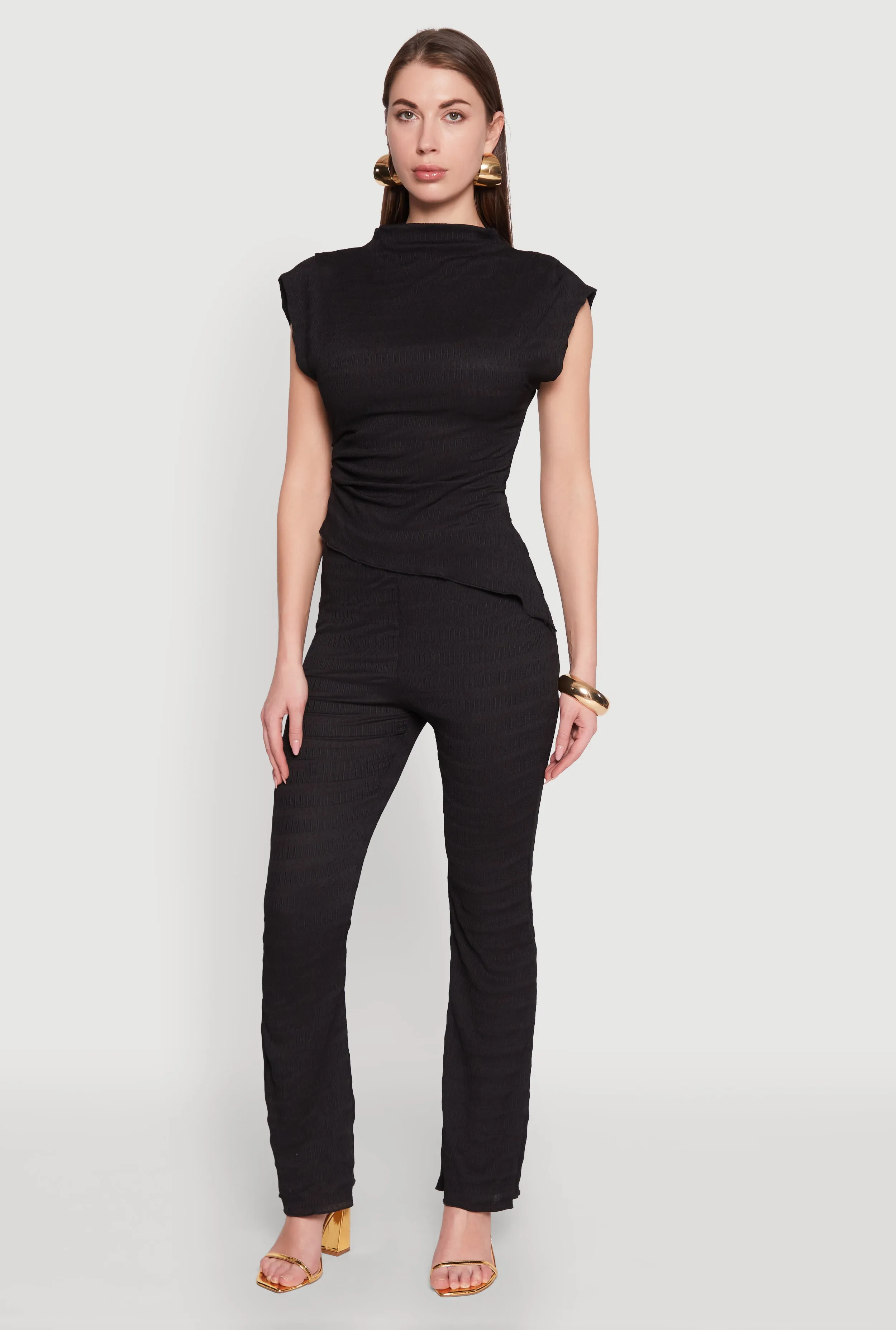 Asymmetrical Hem Cap Sleeve Top