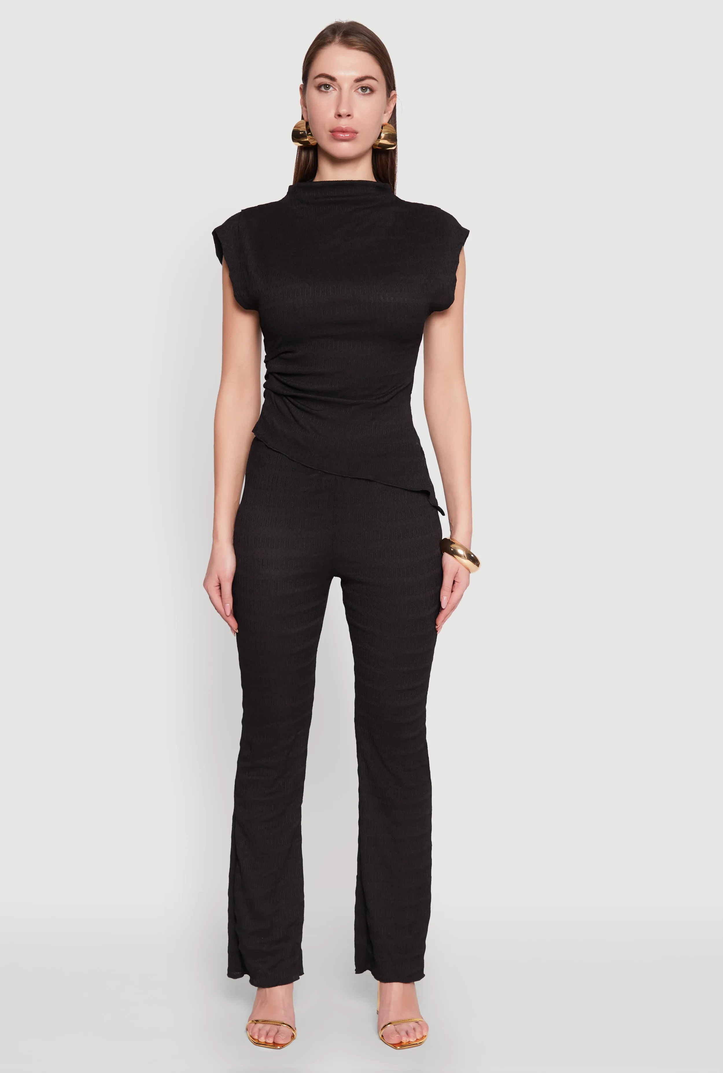 Asymmetrical Hem Cap Sleeve Top