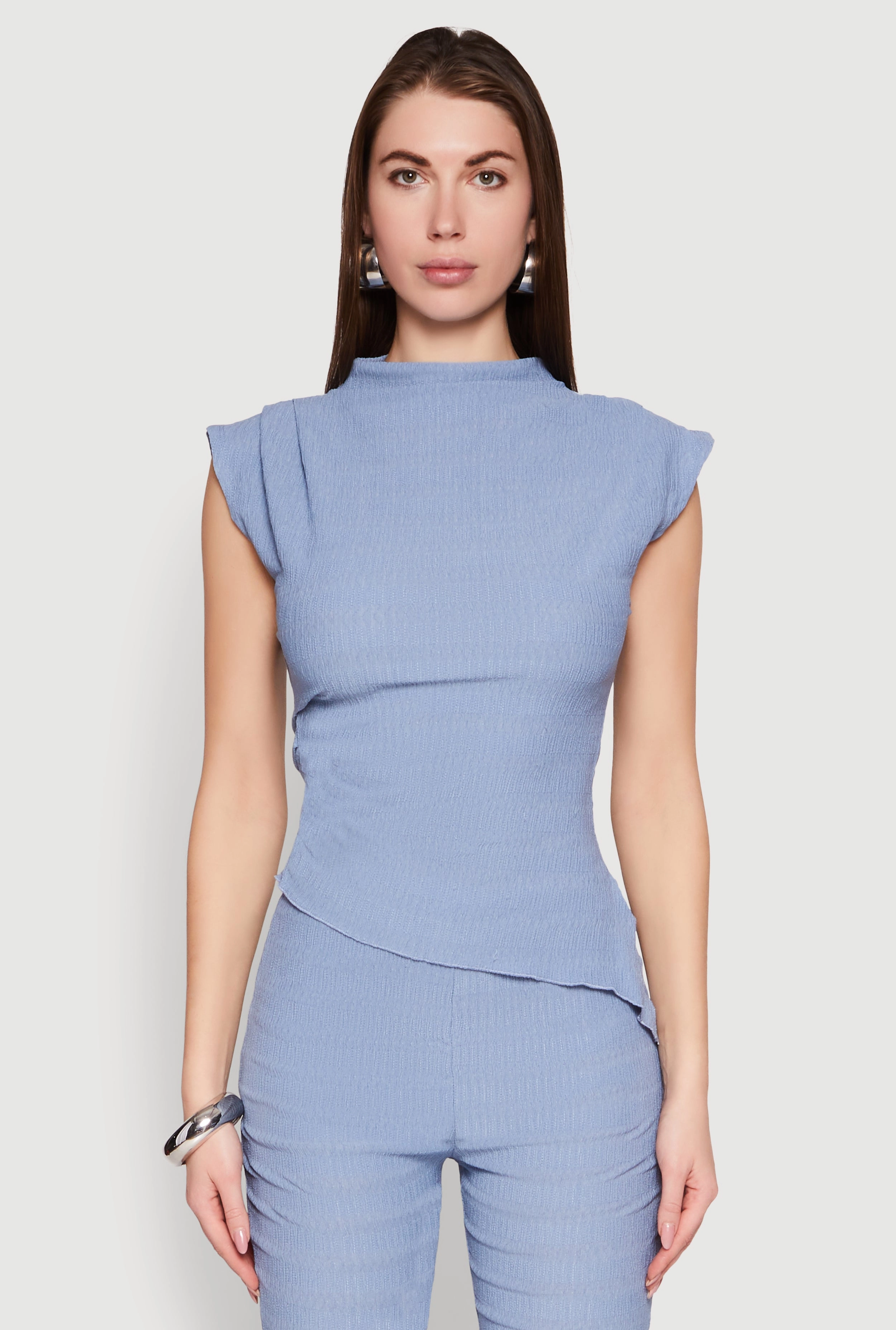 Asymmetrical Hem Cap Sleeve Top
