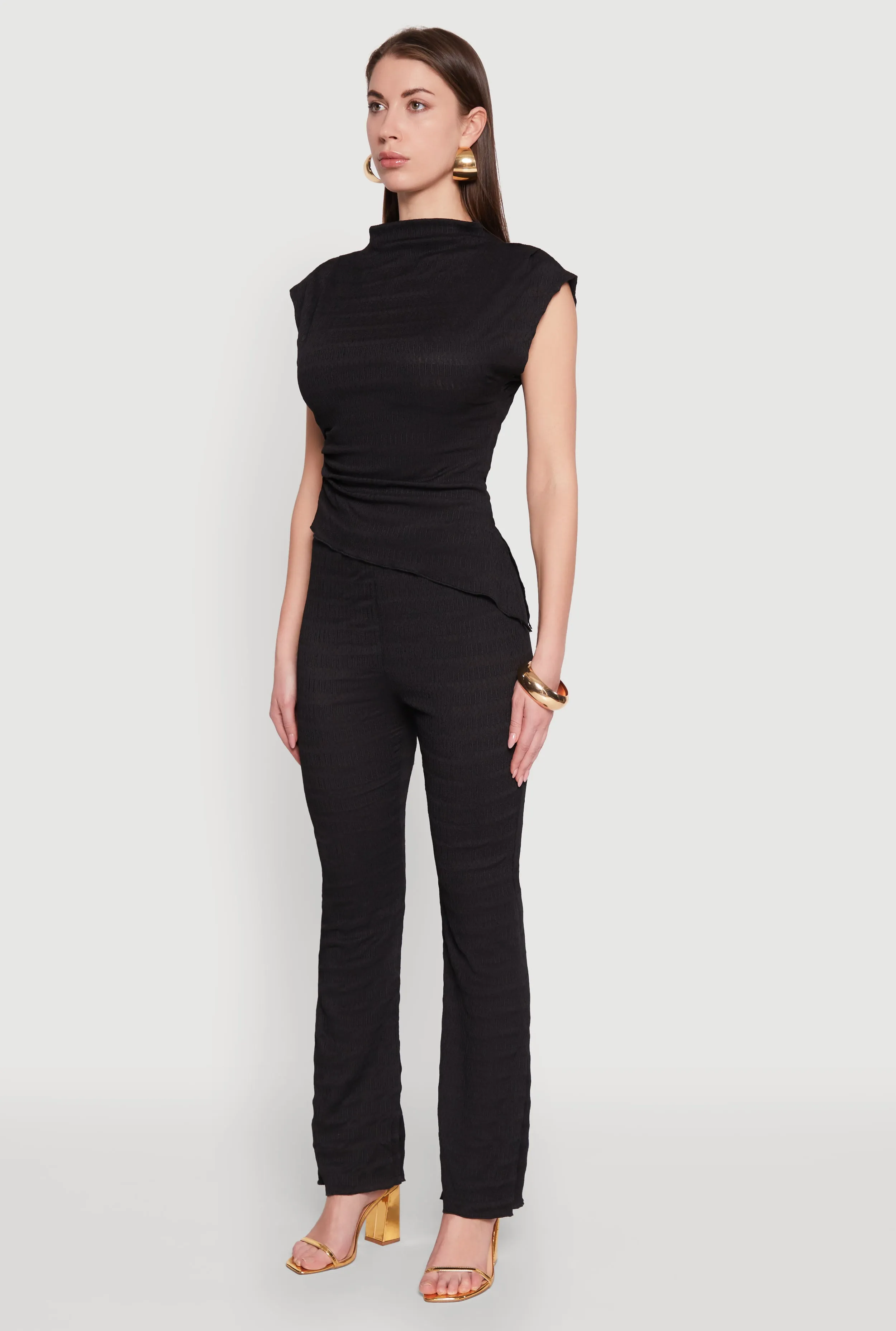 Asymmetrical Hem Cap Sleeve Top