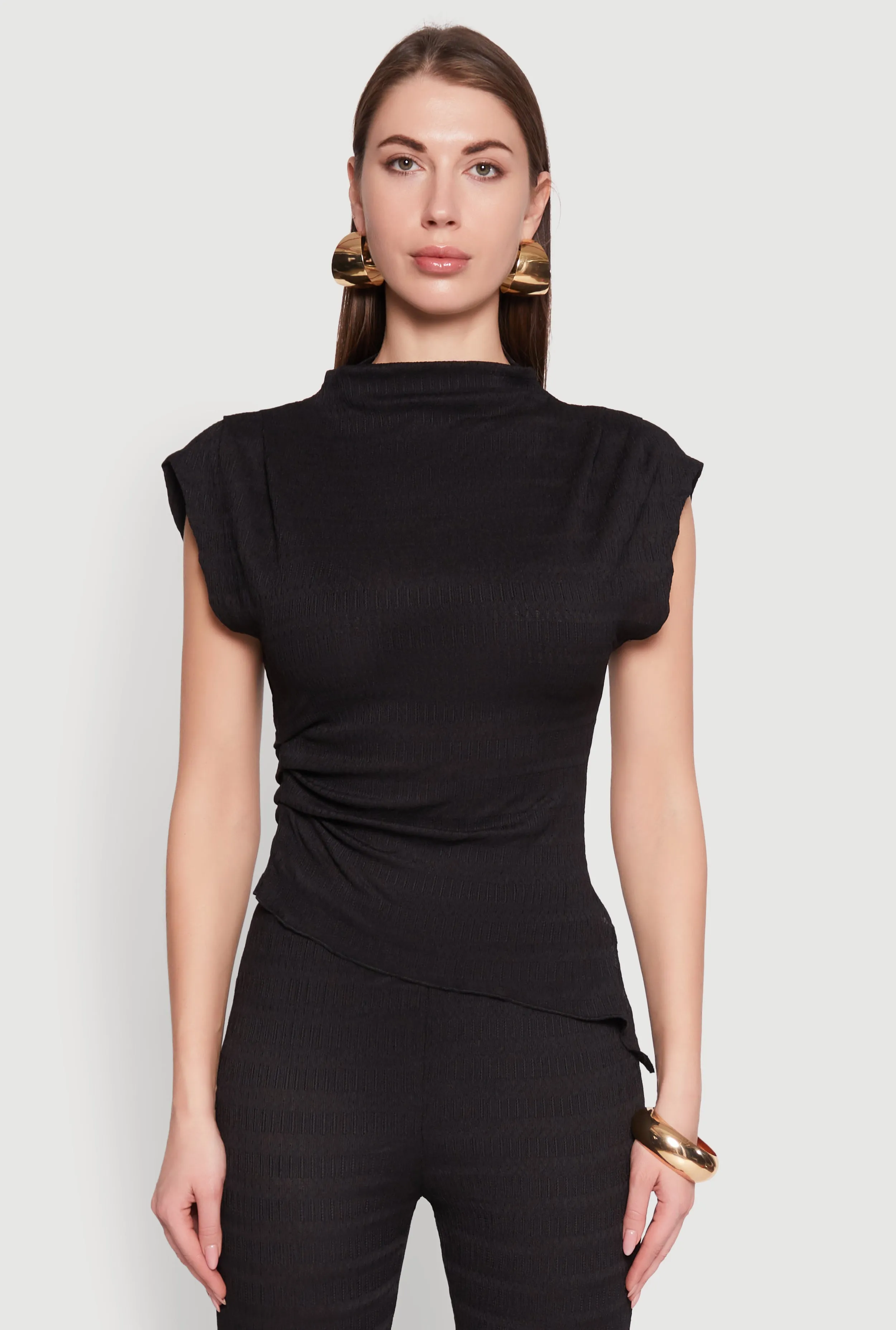 Asymmetrical Hem Cap Sleeve Top