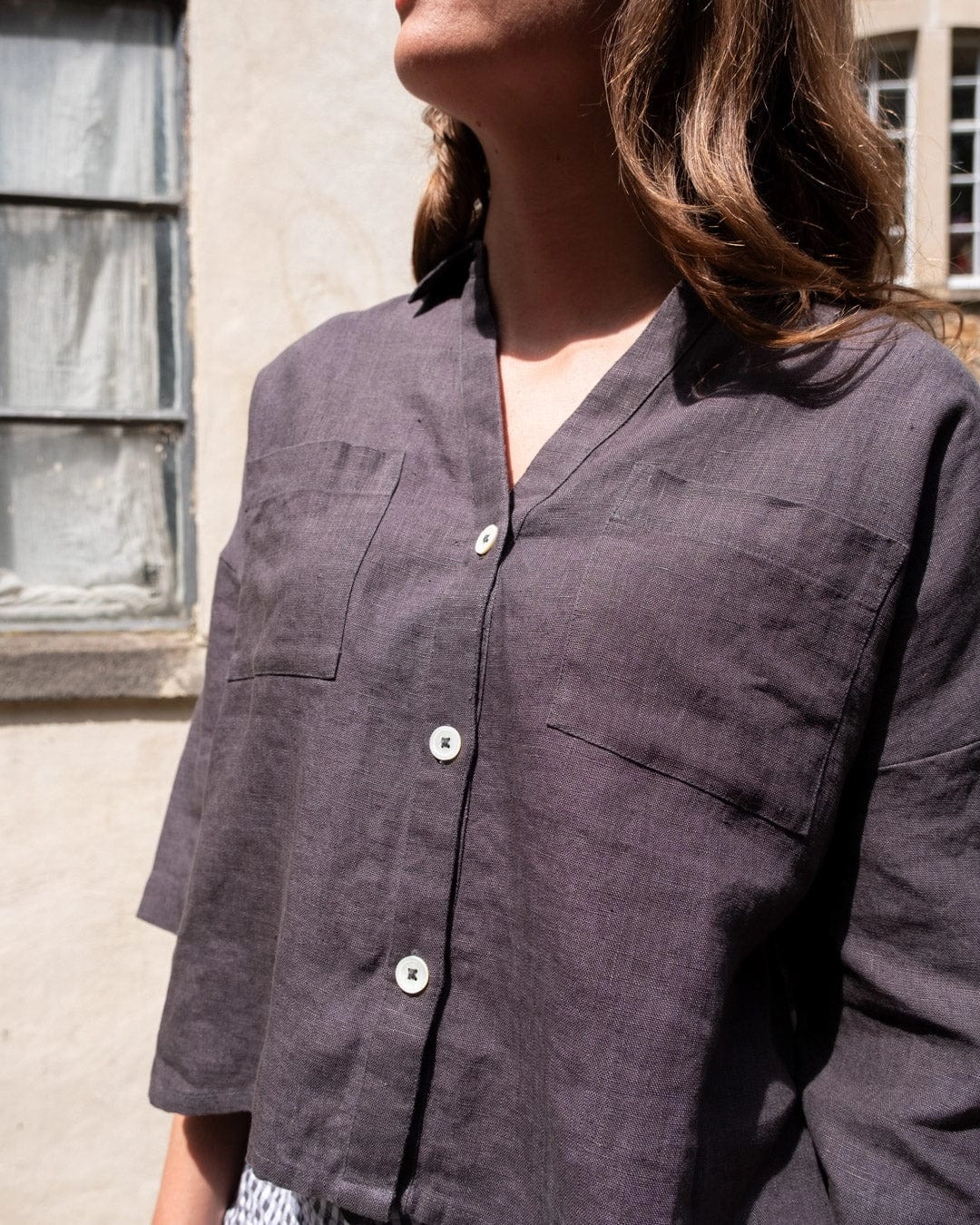 Ava Women's Linen Blouse | Grey Linen