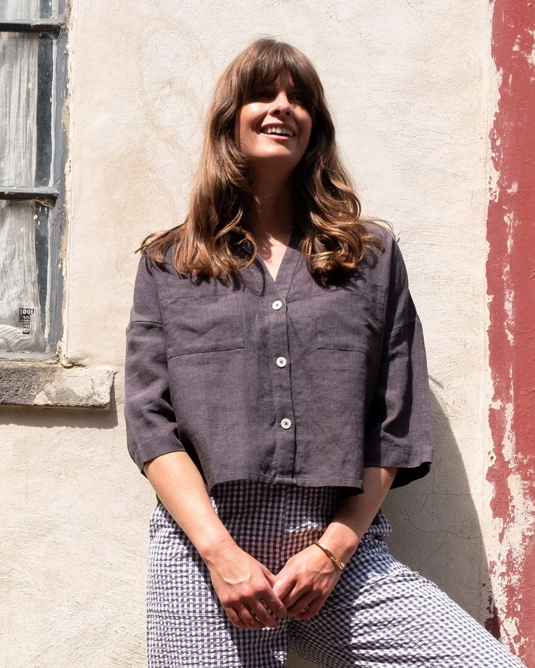 Ava Women's Linen Blouse | Grey Linen
