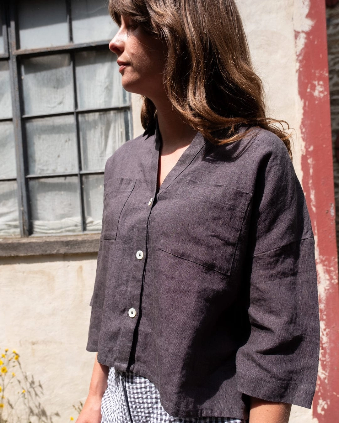 Ava Women's Linen Blouse | Grey Linen