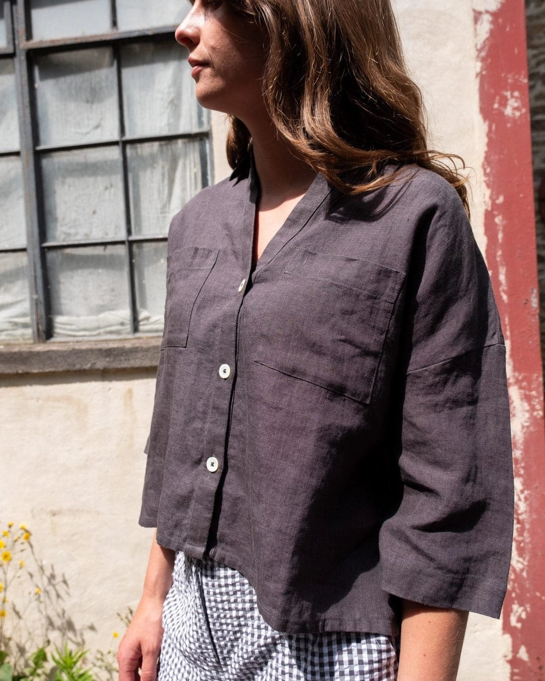 Ava Women's Linen Blouse | Grey Linen