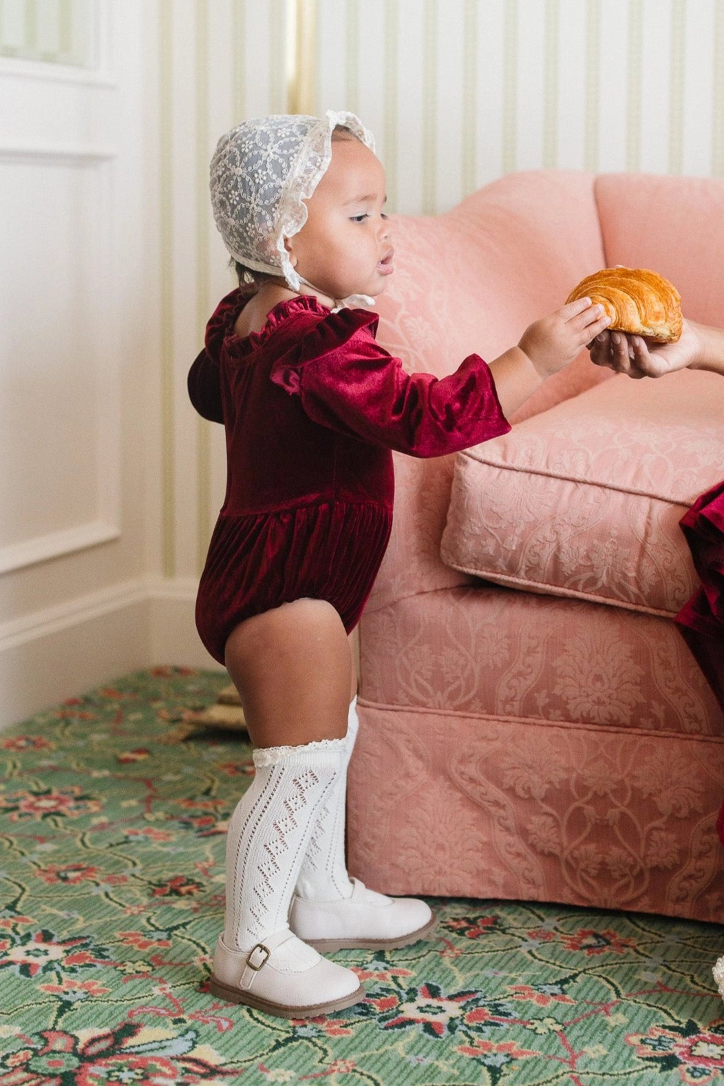 Baby Cleopatra Romper in Wine Velvet - FINAL SALE