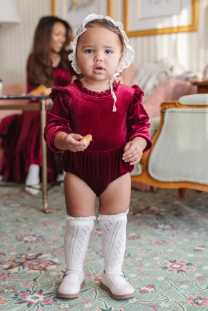 Baby Cleopatra Romper in Wine Velvet - FINAL SALE