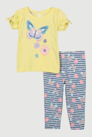 Baby Girls 12-24M Butterfly Flower Graphic Top and Leggings