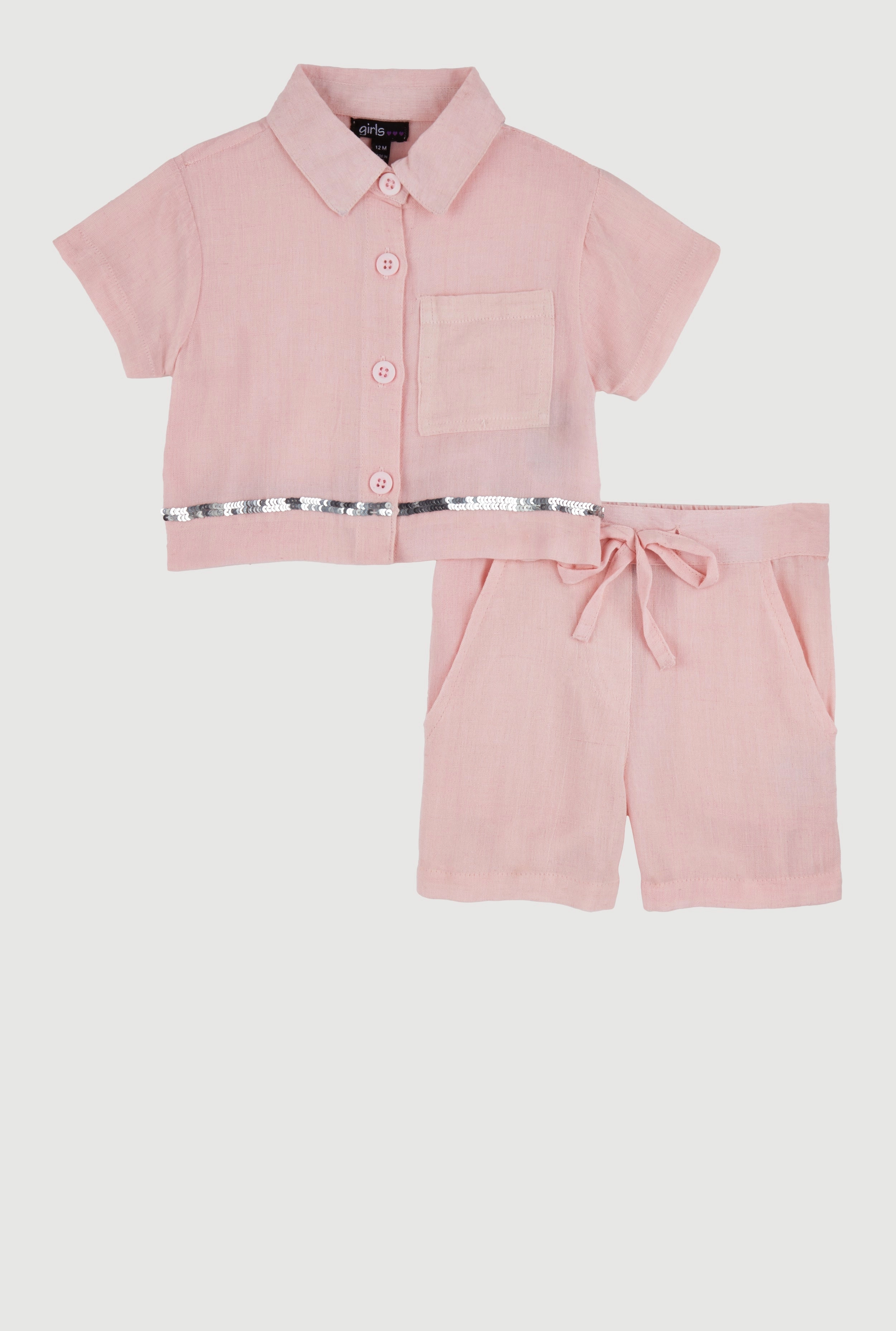 Baby Girls 12-24M Sequin Trim Shirt and Shorts Set