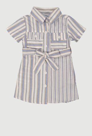 Baby Girls 12-24M Striped Tie Waist Belted Shirt Dress