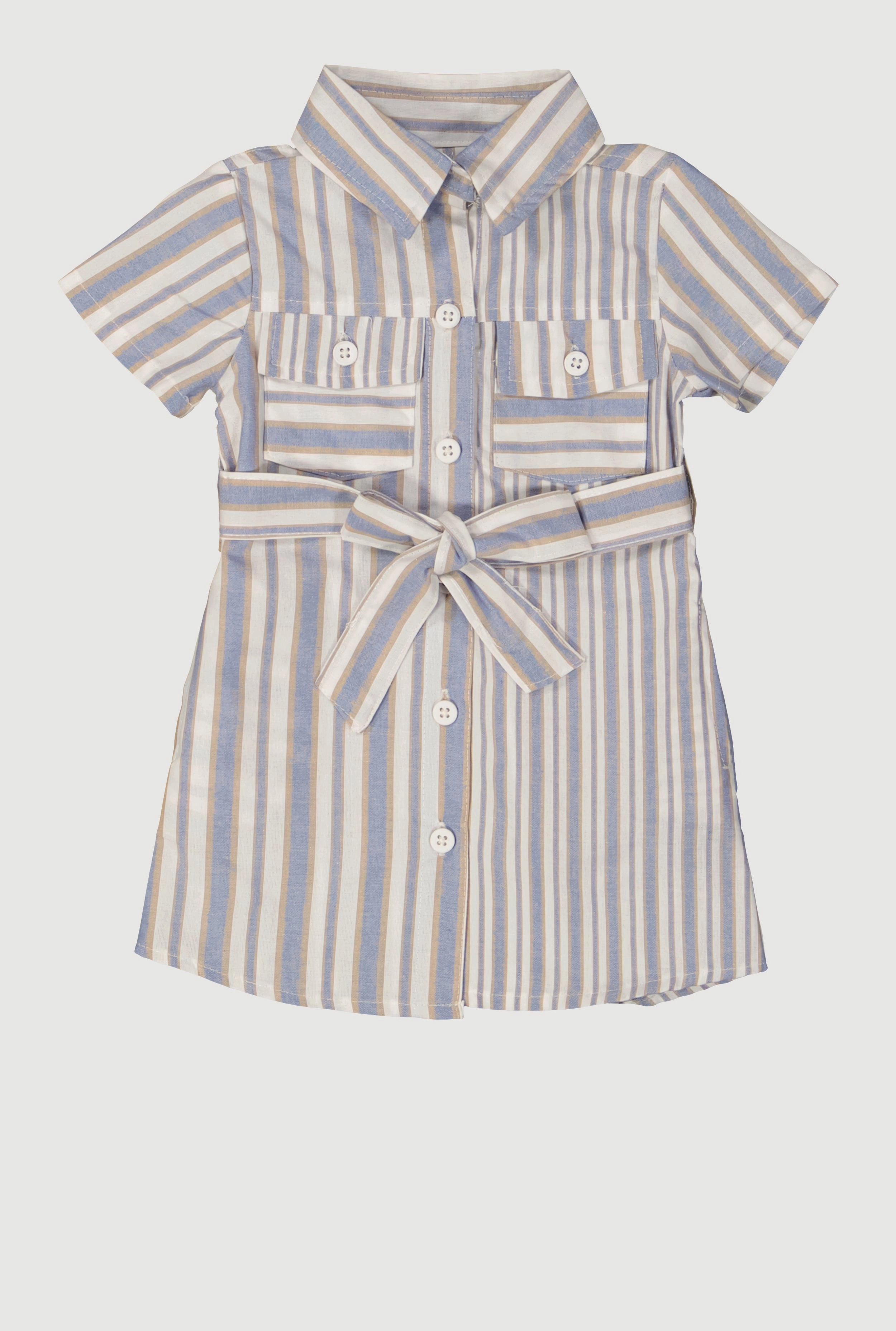 Baby Girls 12-24M Striped Tie Waist Belted Shirt Dress