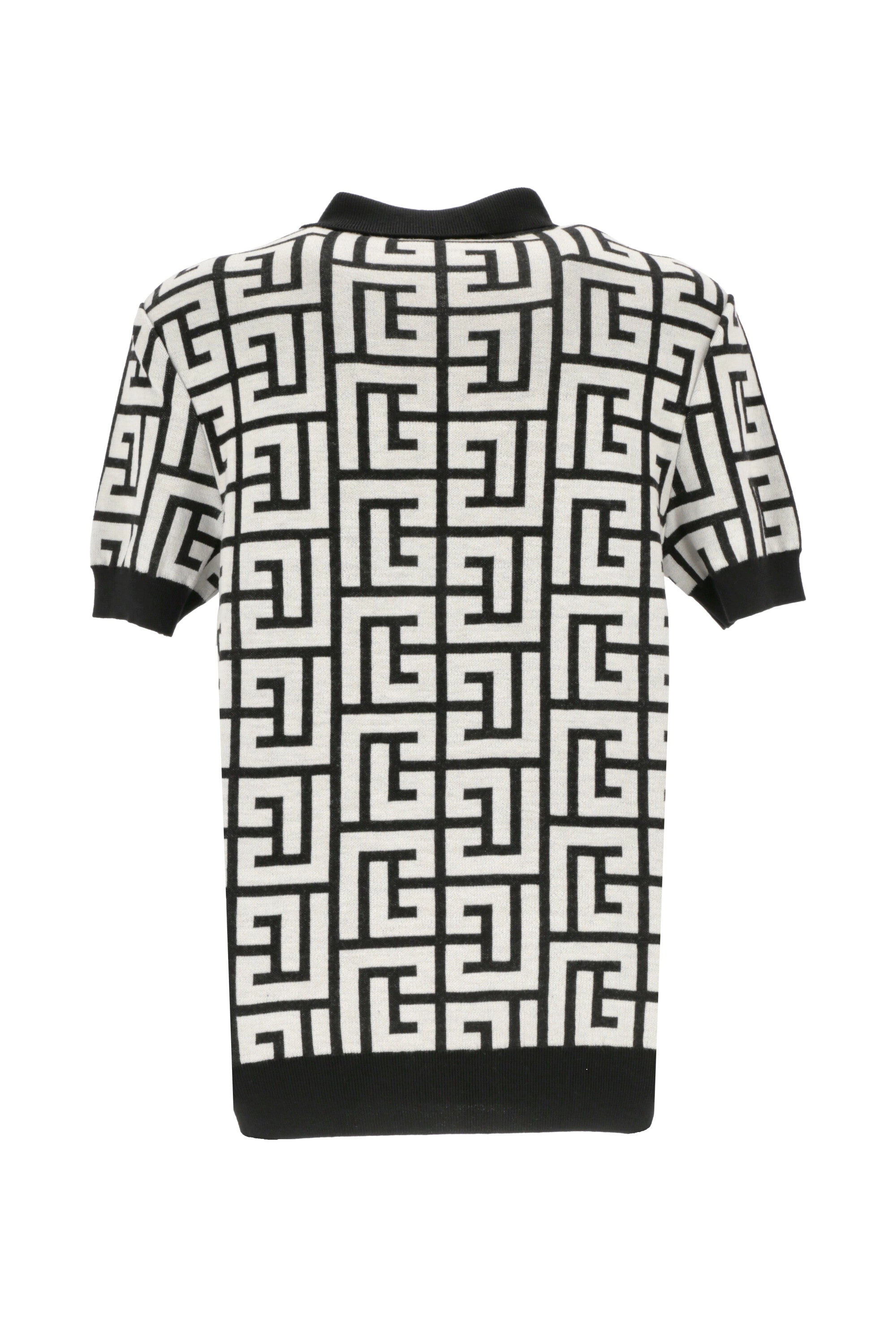 Balmain Short-Sleeved Maxi Monogram Knitted Polo Shirt