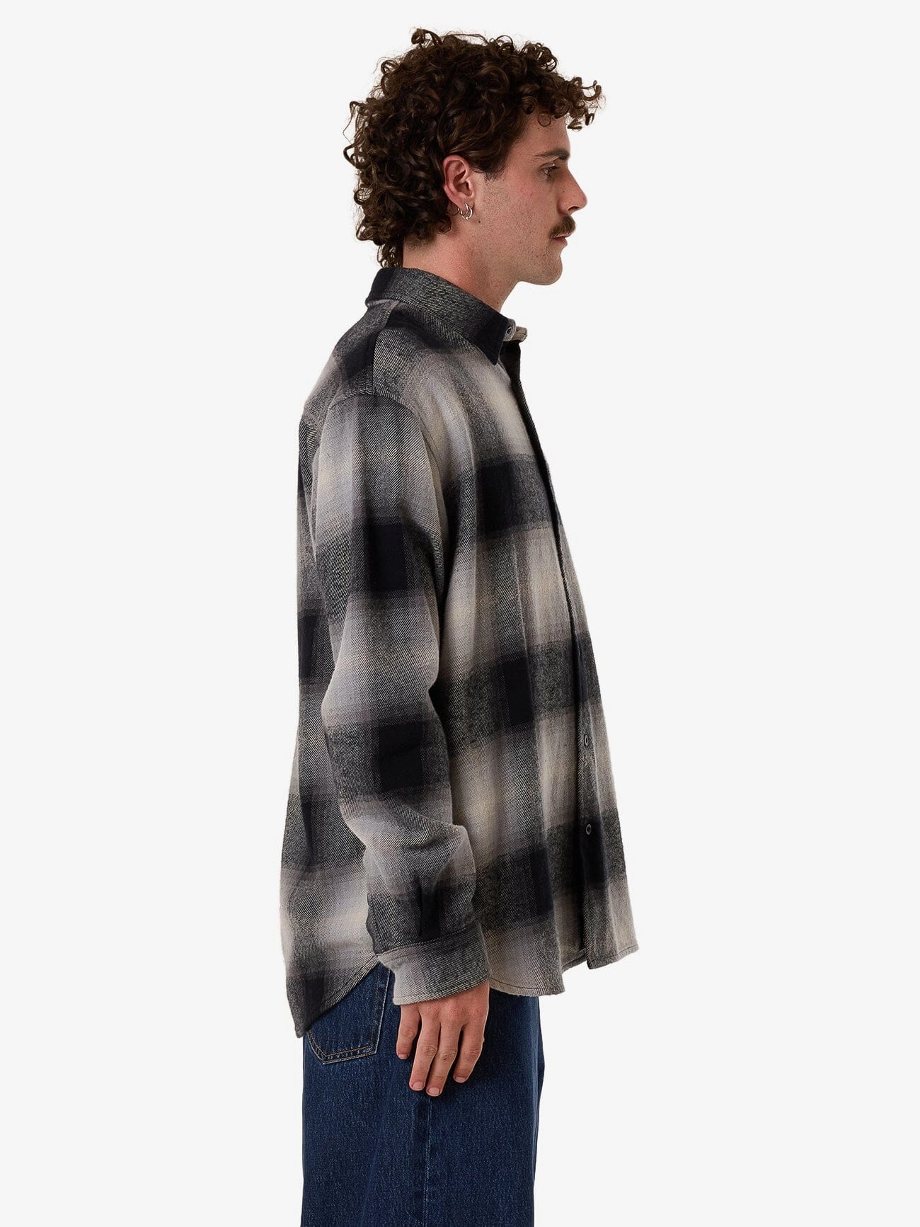 Barrio Long Sleeve Flannel Shirt - Black