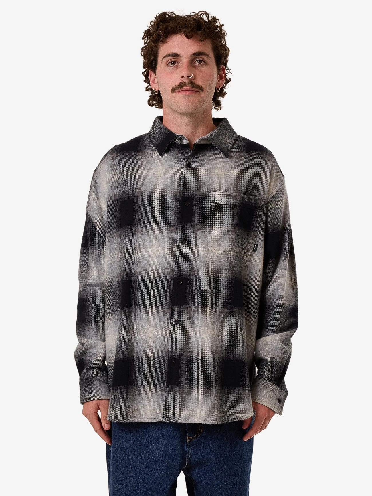 Barrio Long Sleeve Flannel Shirt - Black