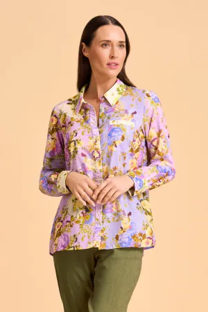 Beaded Mixed Print Shirt - Chantilly Mix
