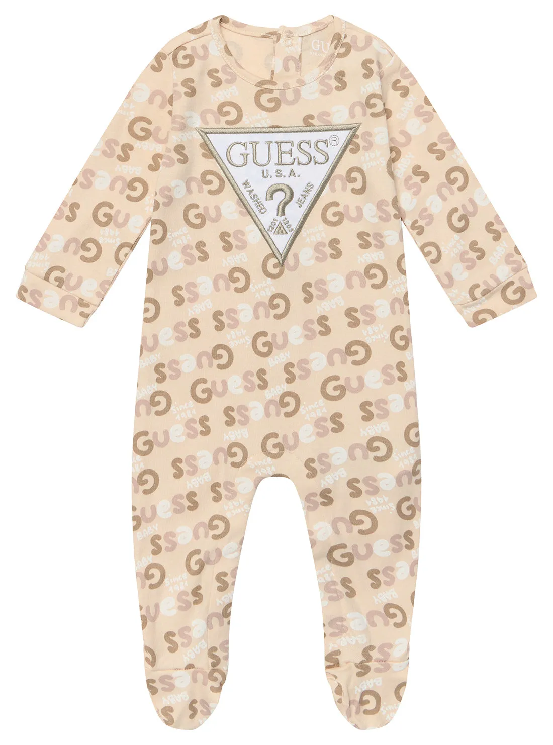 Beige Interlock Overall Onesie (0-12m)