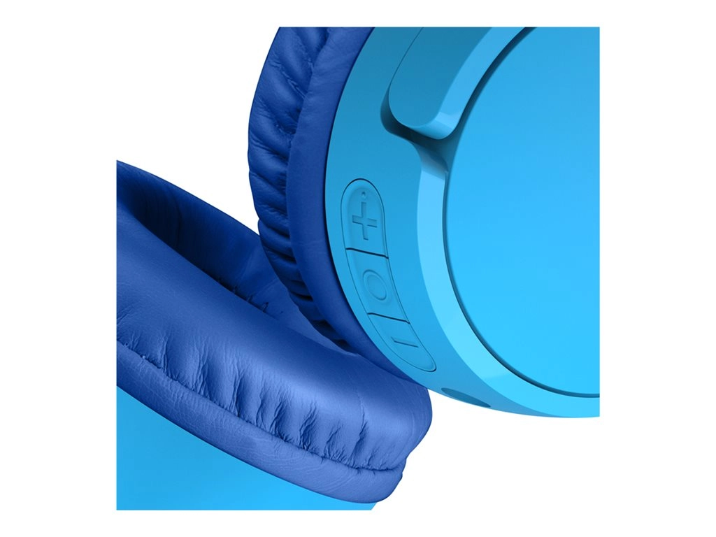 Belkin SoundForm Mini - Headphones with mic - on-ear - Bluetooth - wireless, wired - 3.5 mm jack - blue AUD002BTBLV3