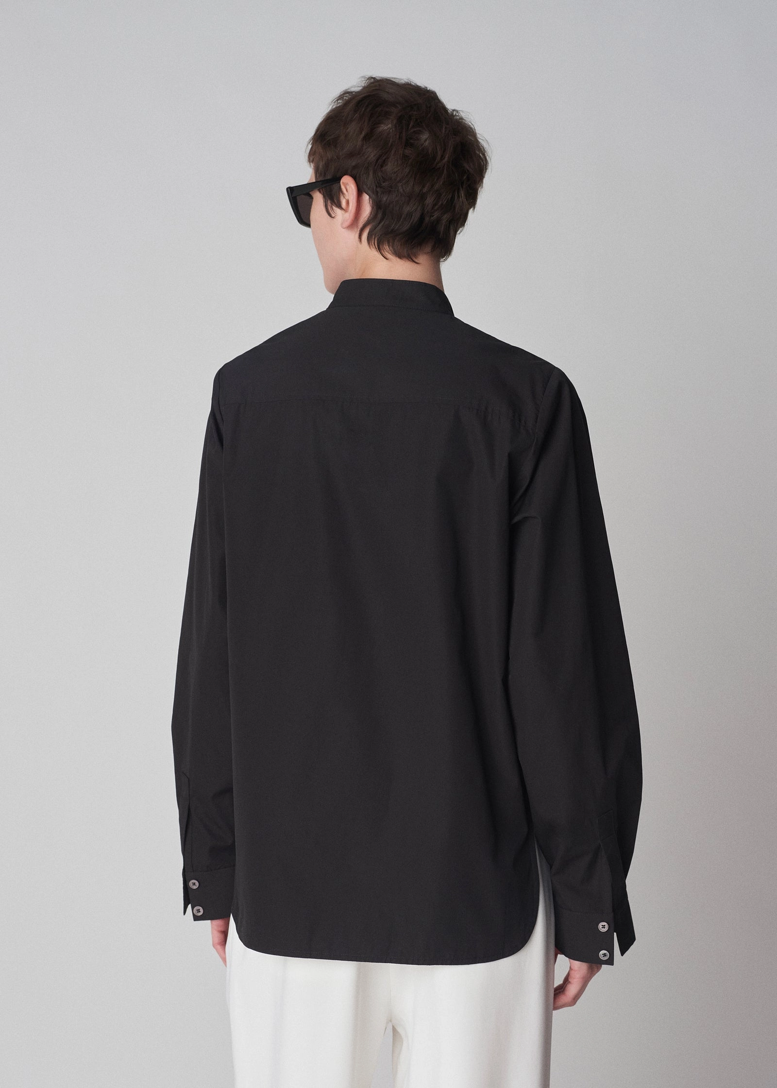 Bib Front Tuxedo Shirt in Cotton - Black