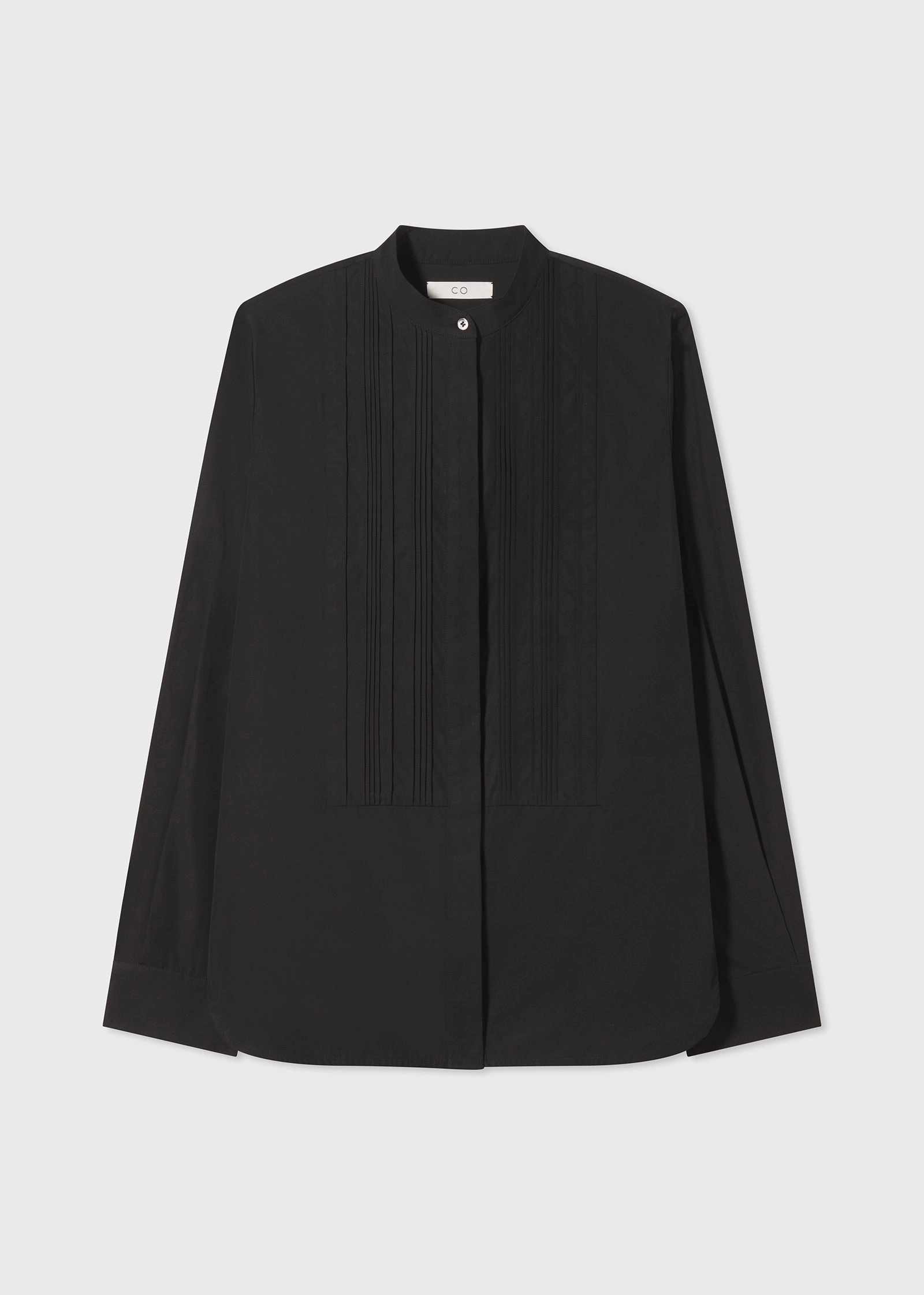 Bib Front Tuxedo Shirt in Cotton - Black