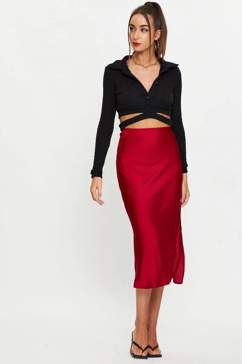 Black Button Front Polo Top