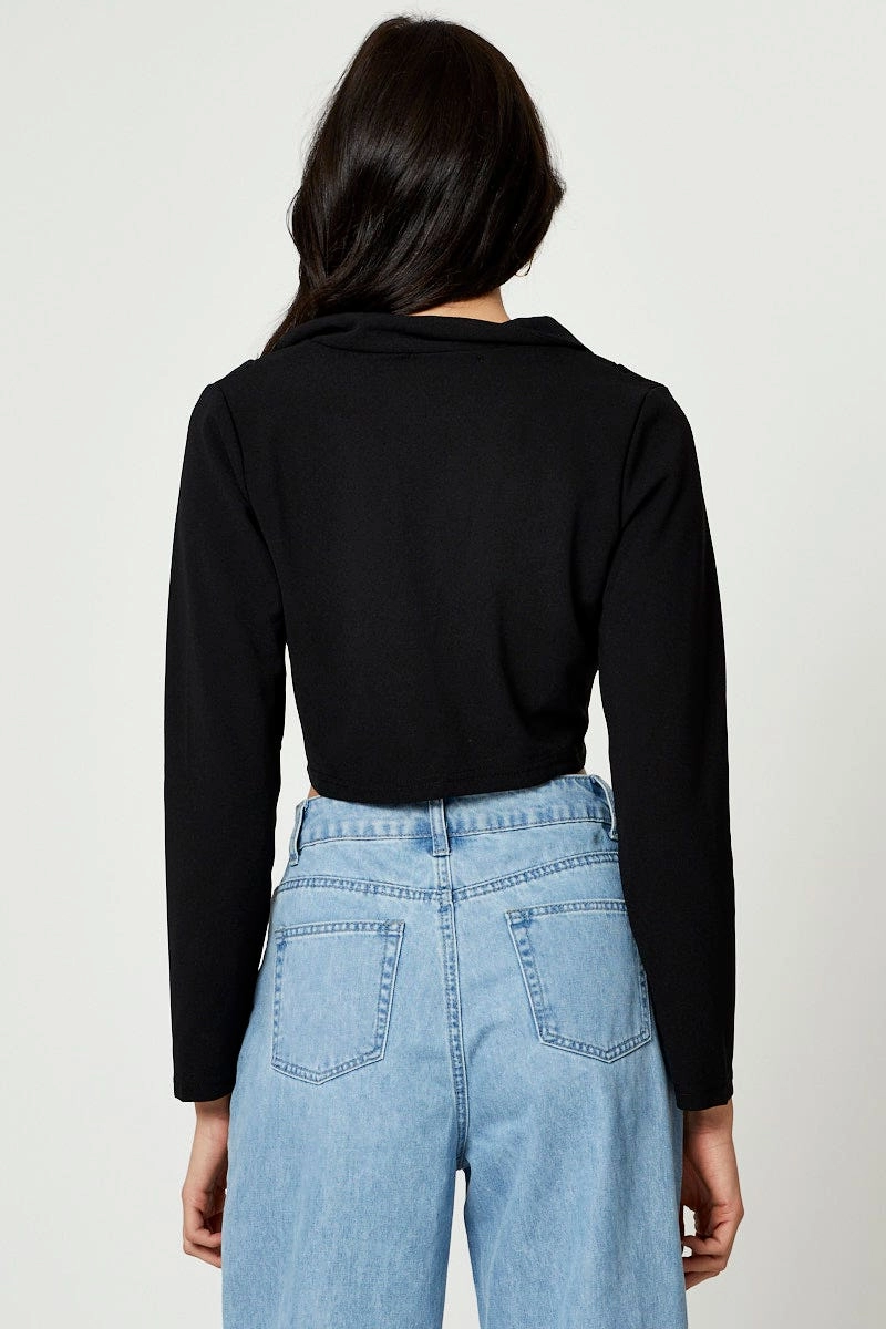Black Button Front Top