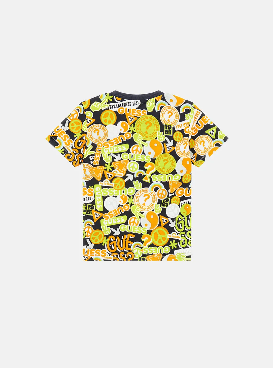 Black Neon Peace Print Logo T-Shirt (2-7)