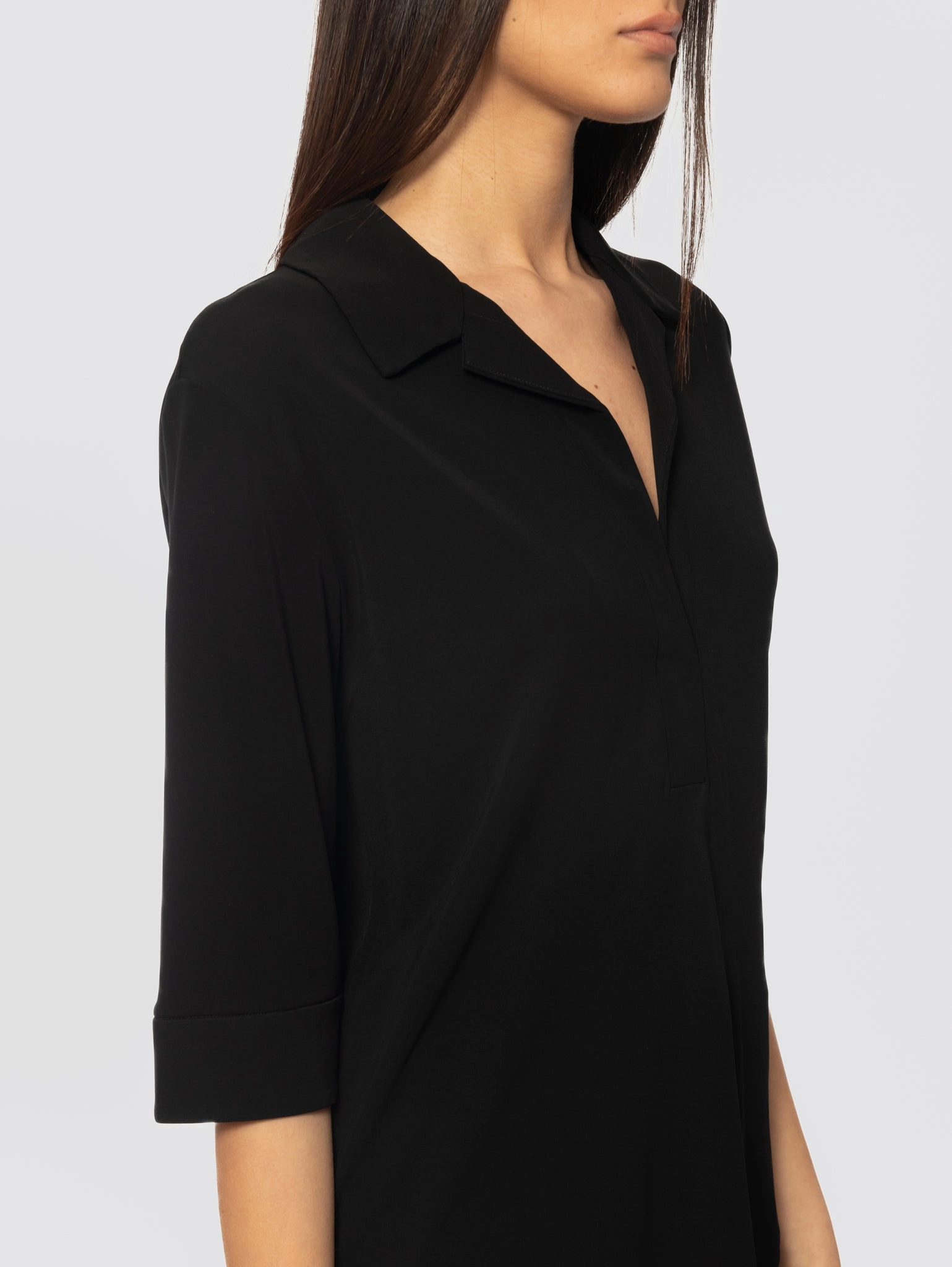 Black Stretch Jersey Blouse