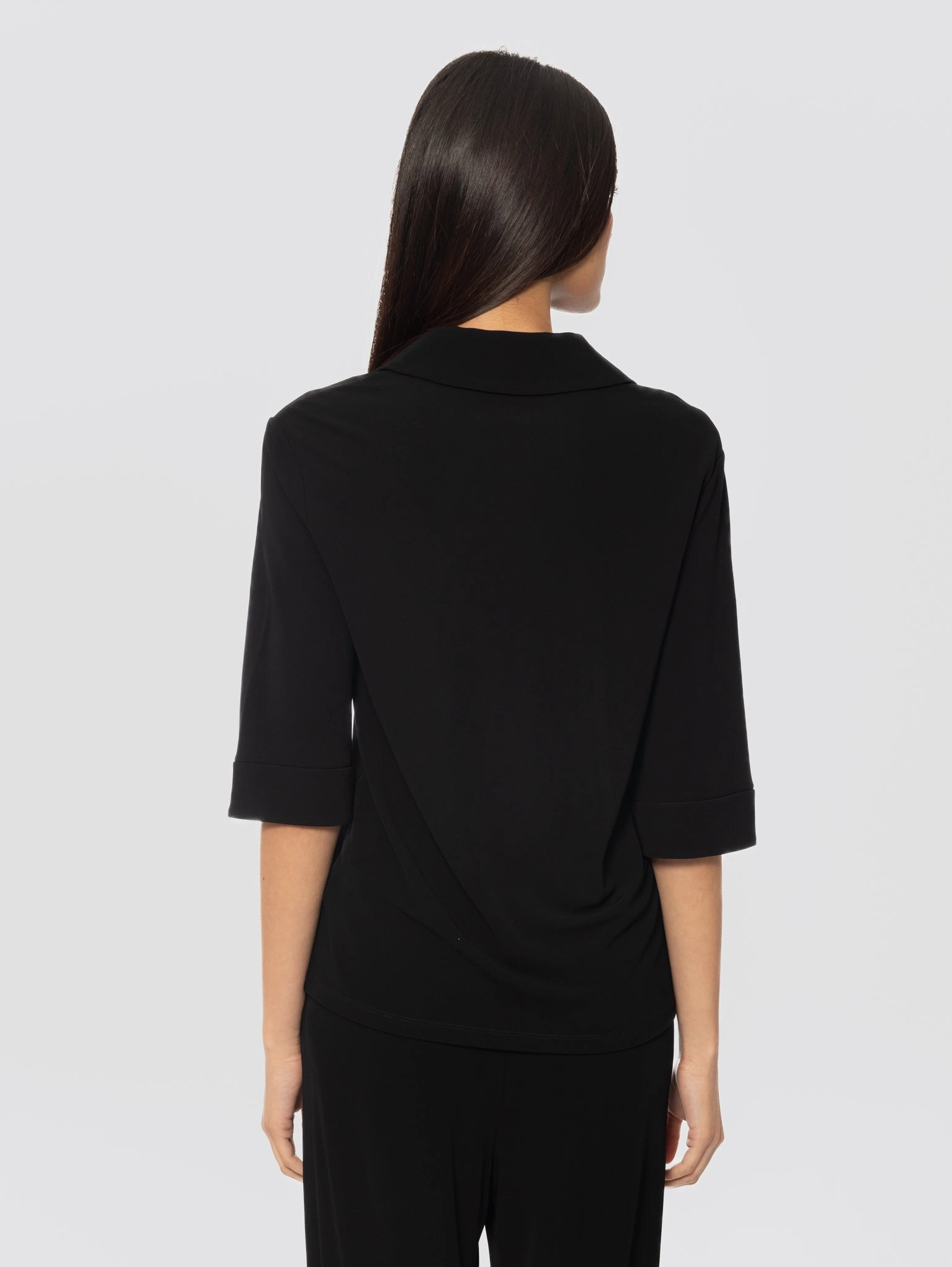 Black Stretch Jersey Blouse