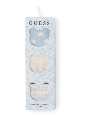 Blue and Cream 3pcs Newborn Socks Set (O/S)