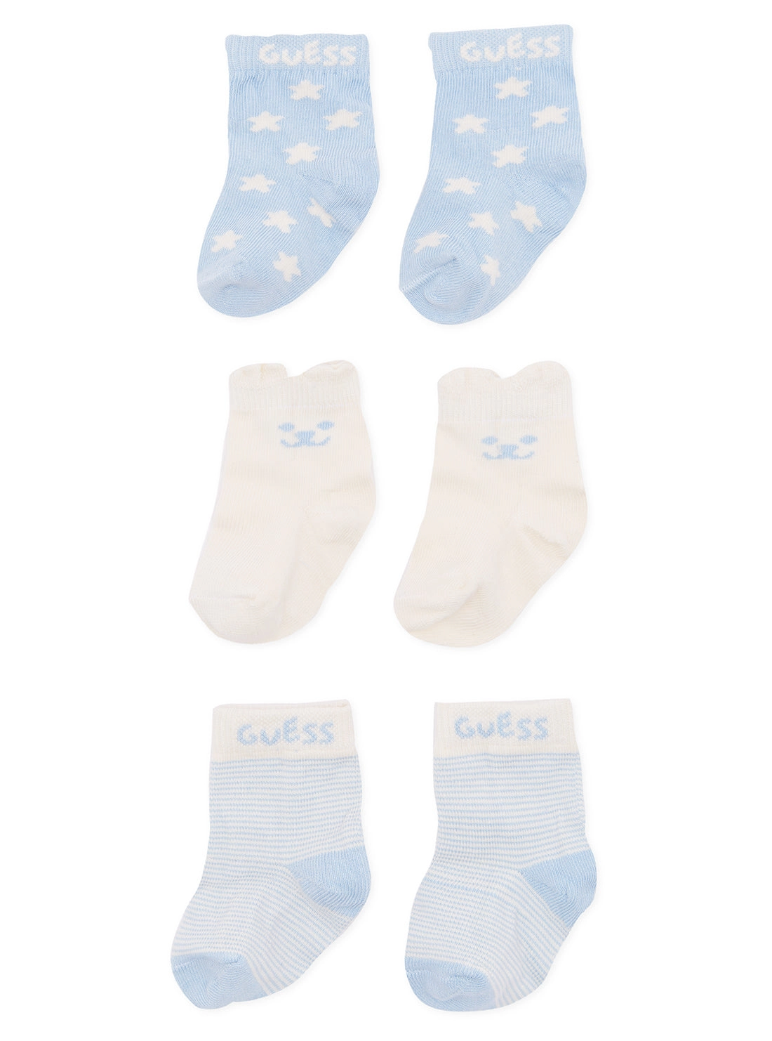 Blue and Cream 3pcs Newborn Socks Set (O/S)