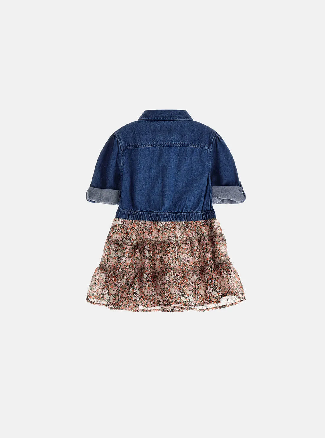 Blue Denim and Floral Print Dress (2-7)