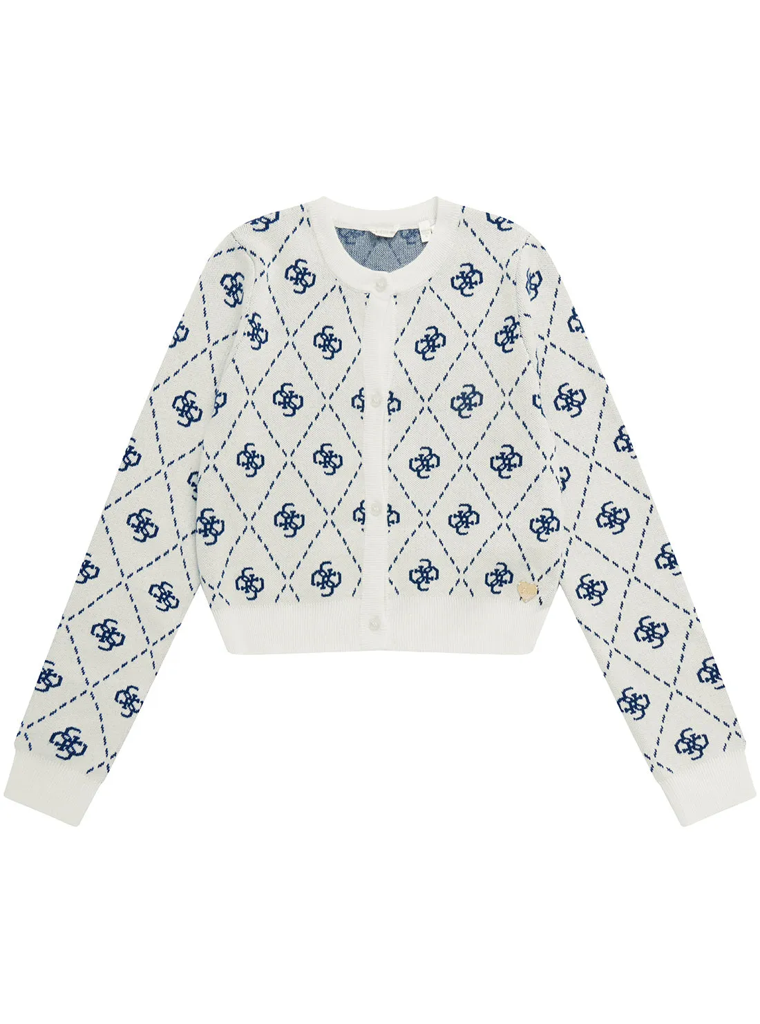 Blue White Long Sleeve Knit Cardigan (7-16)