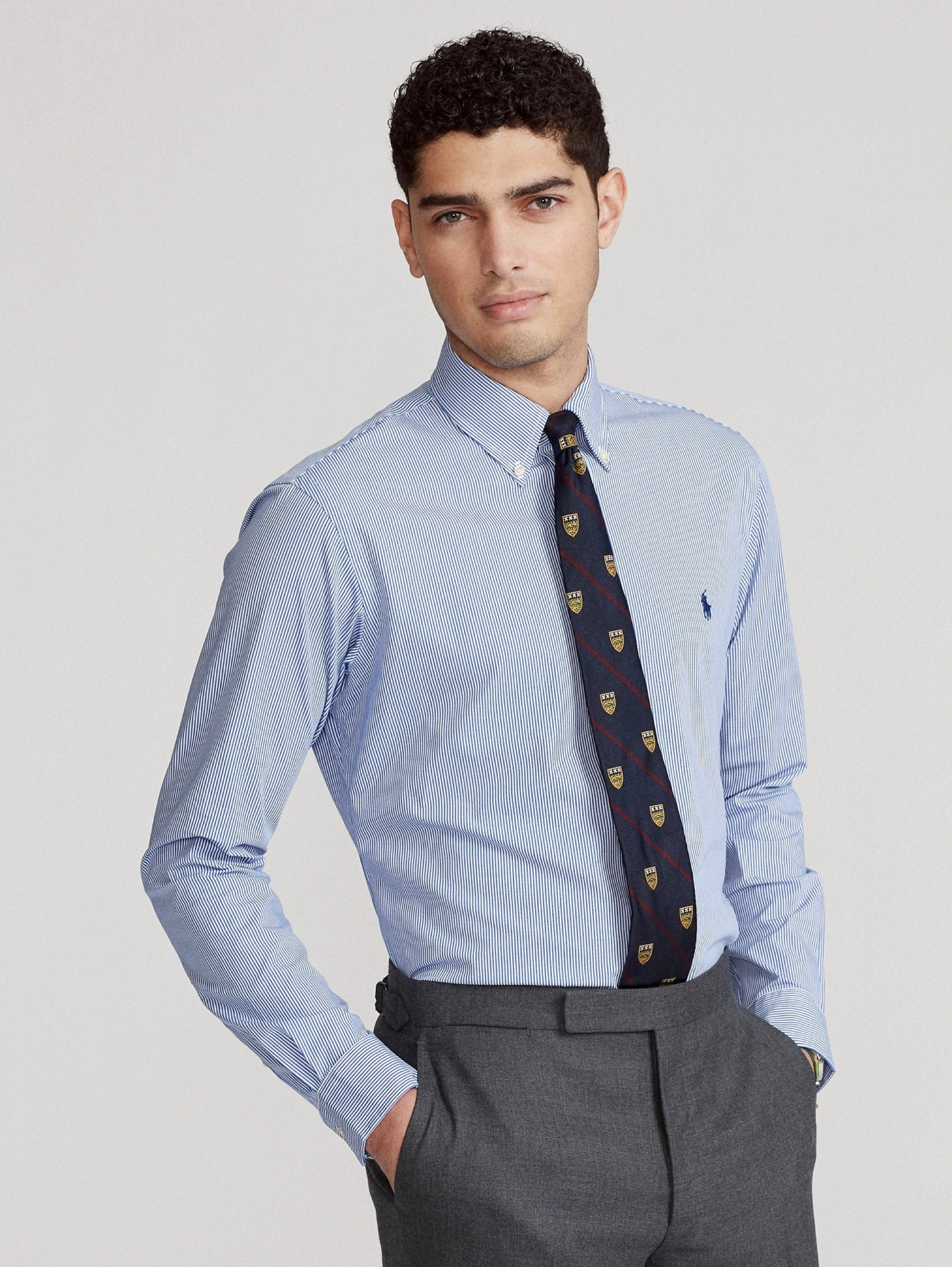 Blue / White Stretch Striped Shirt