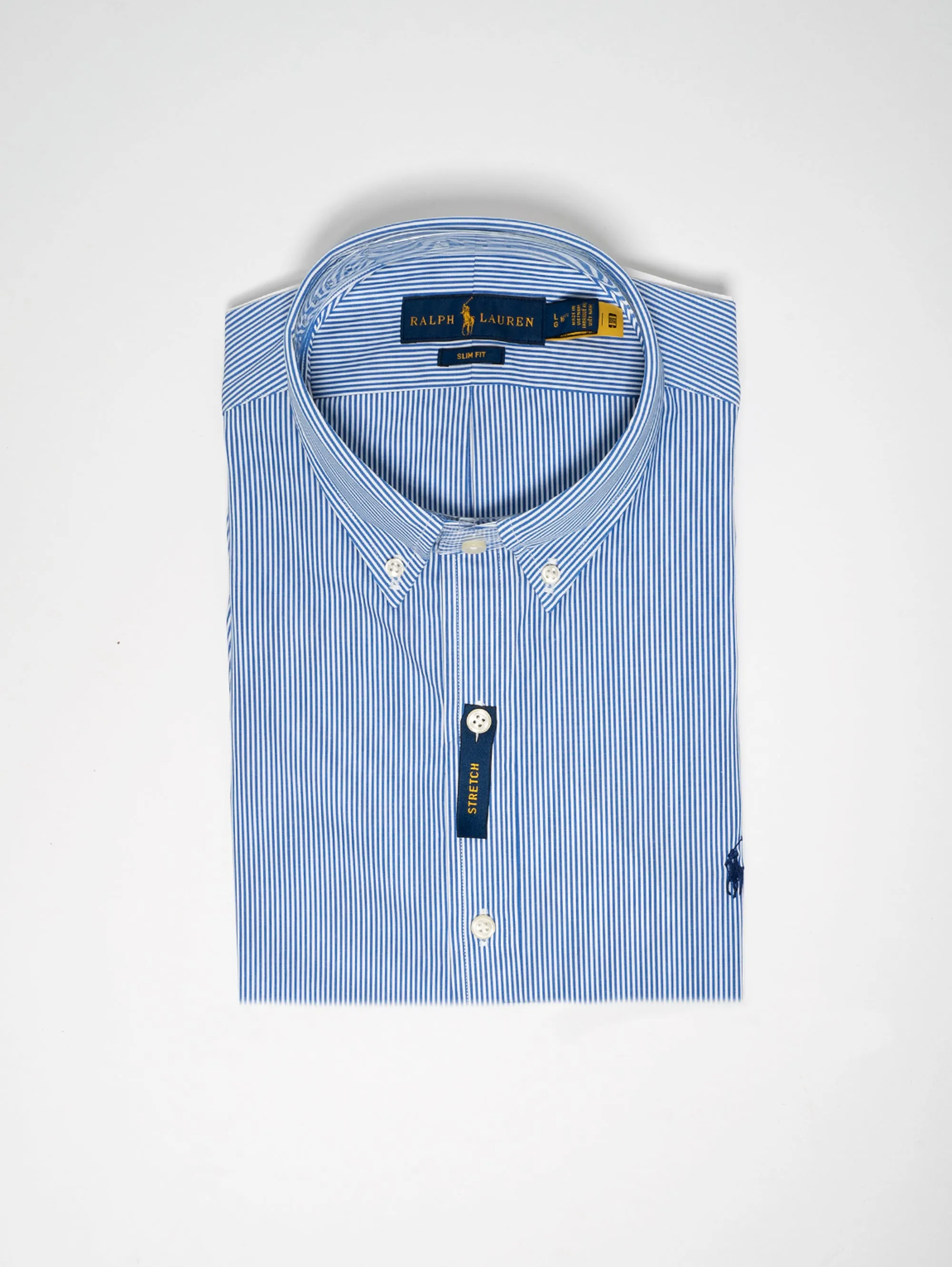 Blue / White Stretch Striped Shirt