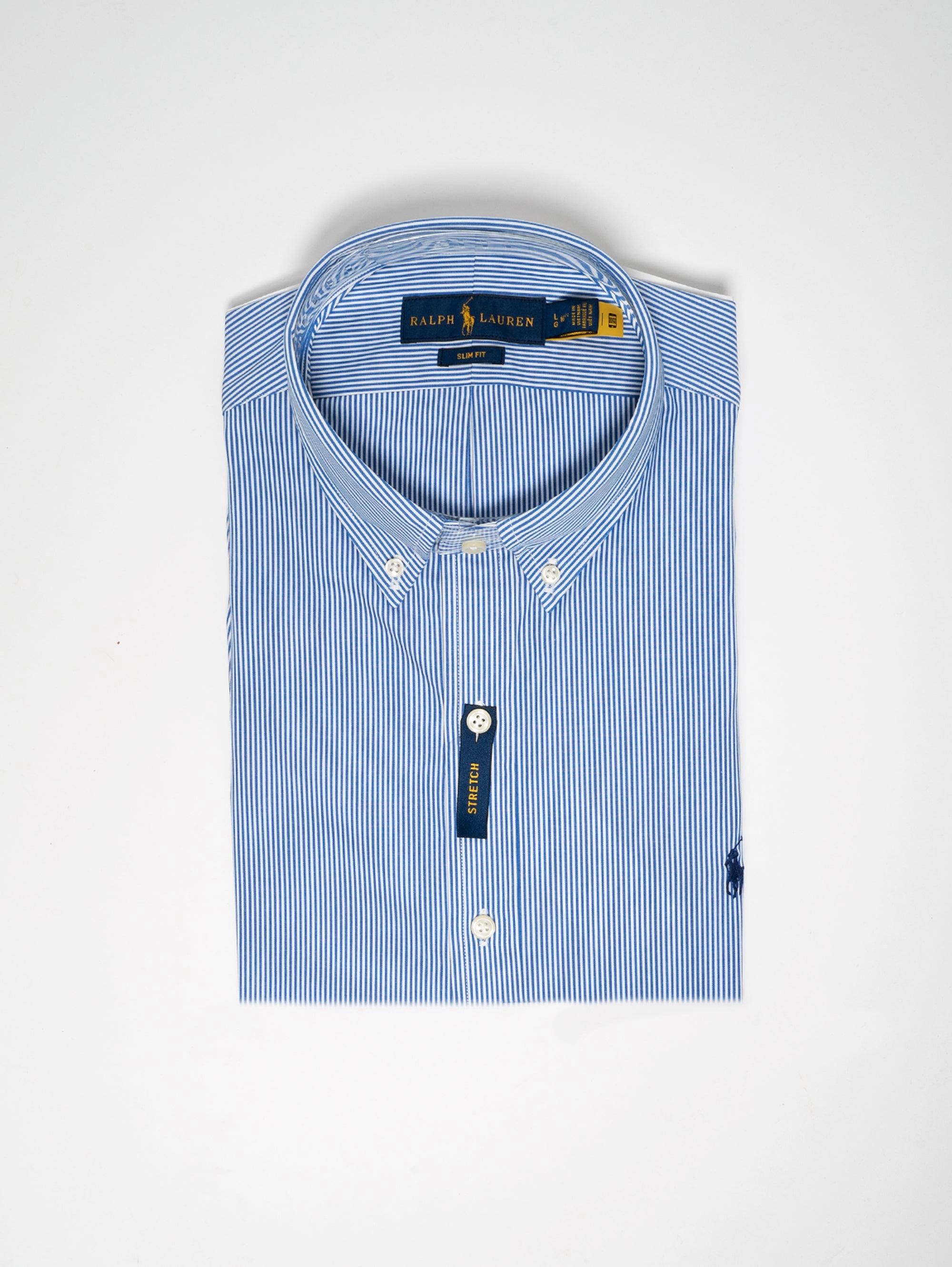 Blue / White Stretch Striped Shirt