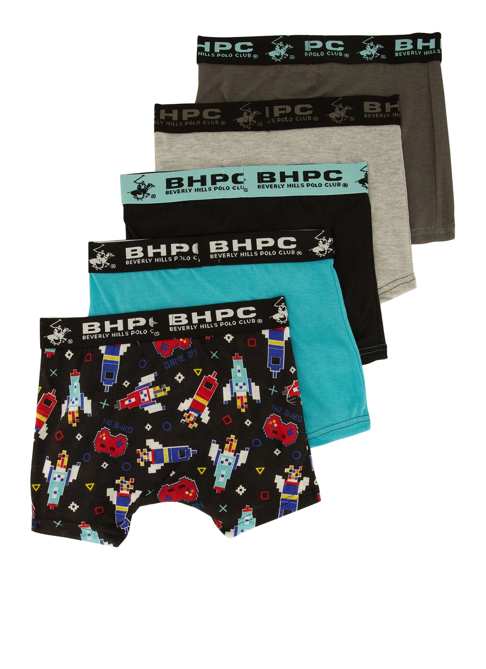 Boys Contrast Trim Assorted Gamer Boxer Brief 5 Pack