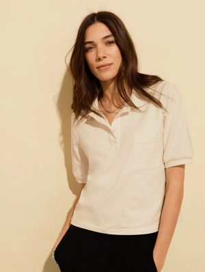 Cassidy Organic Cotton Polo Tee | Cream