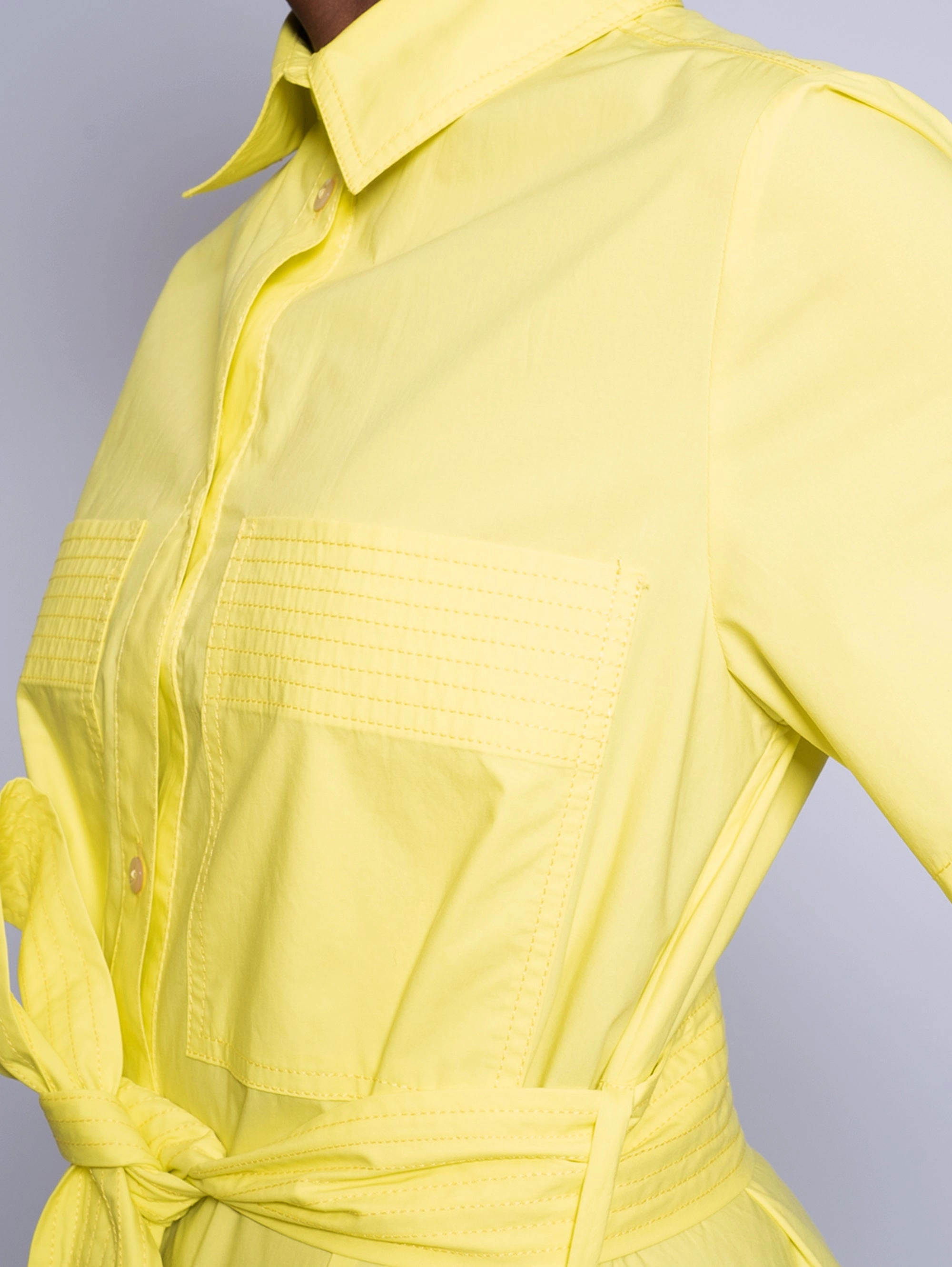 Chemisier Dress with Yellow Belt