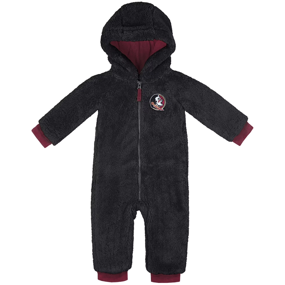 Colosseum Infant Seminole Logo Sherpa Romper - Black/Garnet