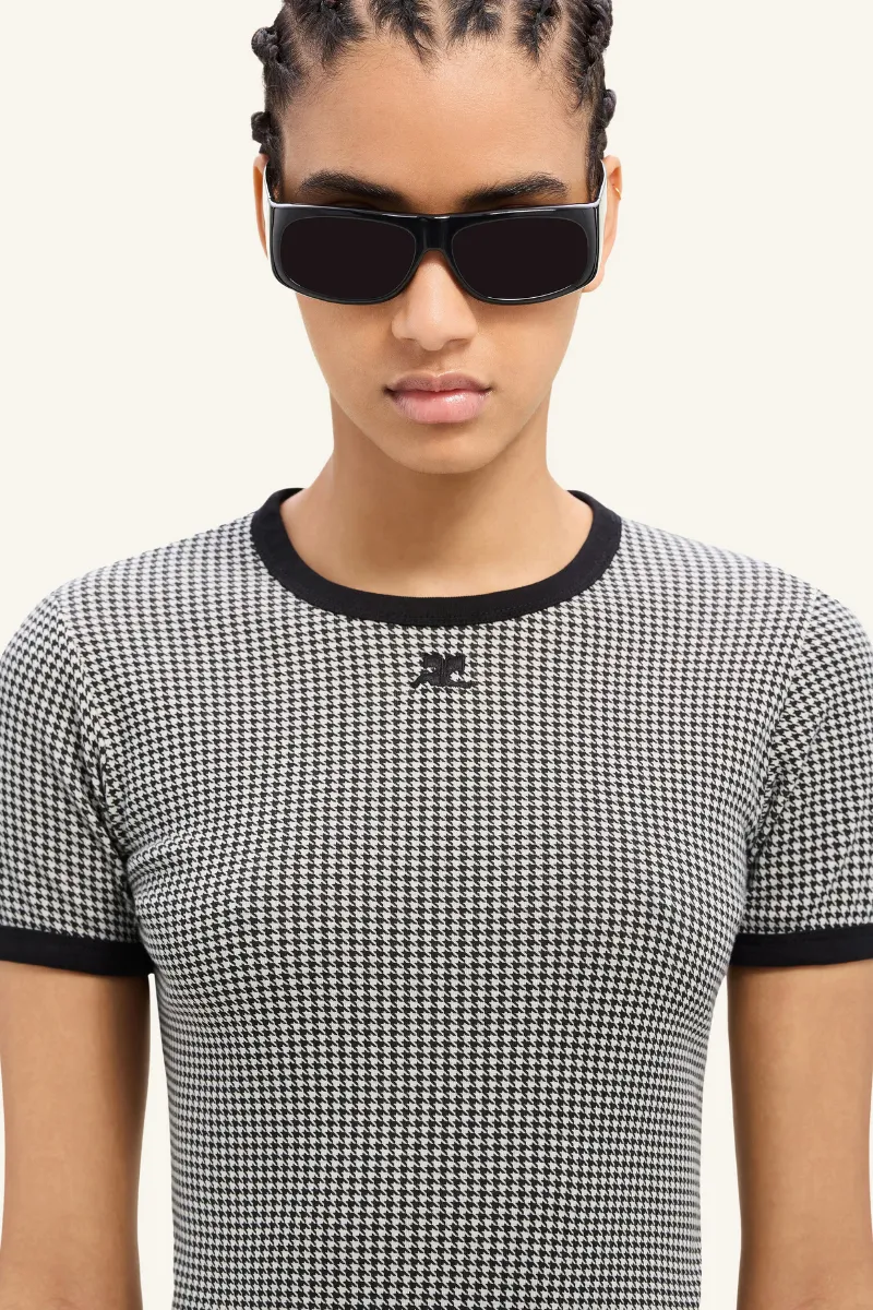 Contrast Houndstooth T-Shirt