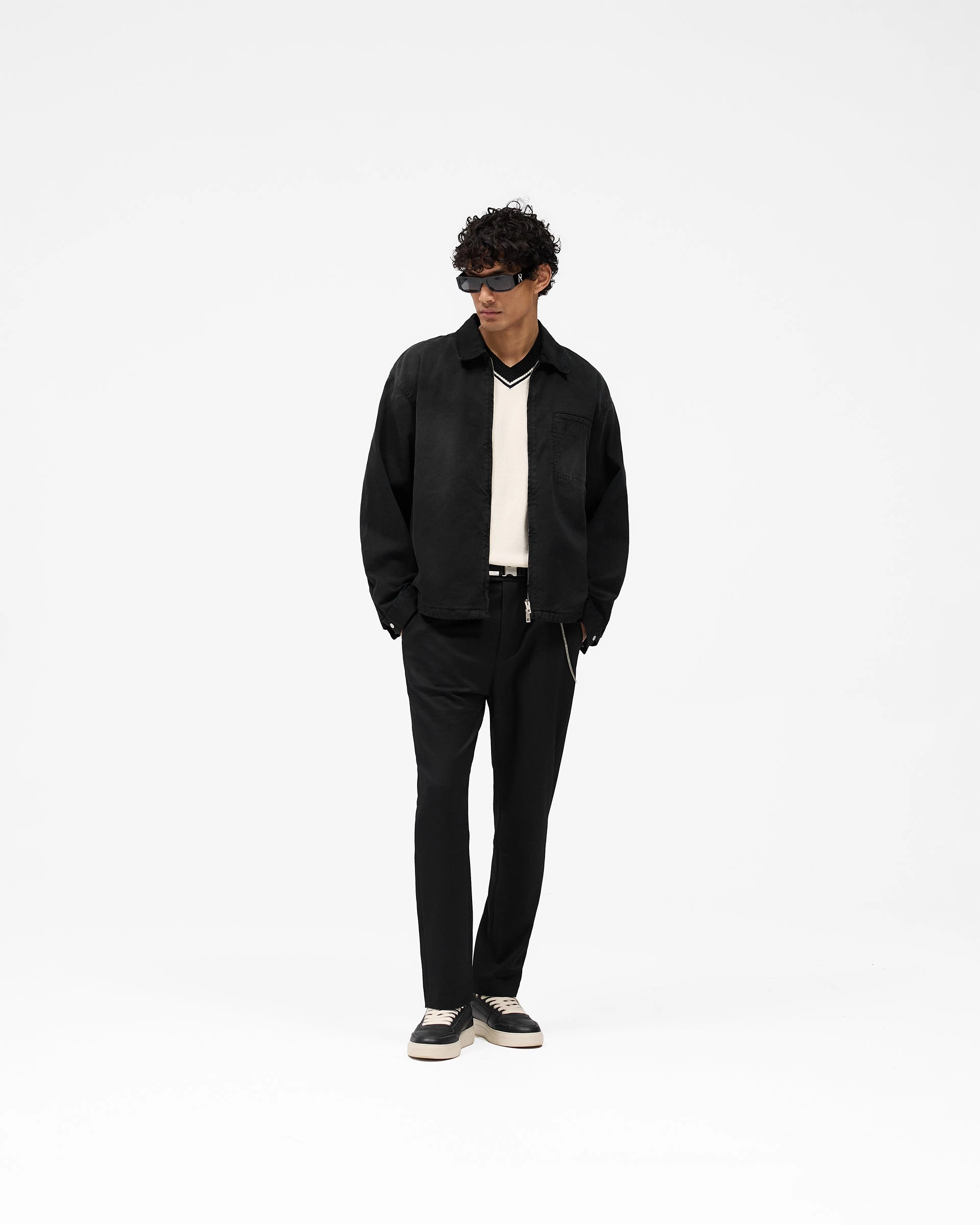 Cotton Zip Through Shirt - Black