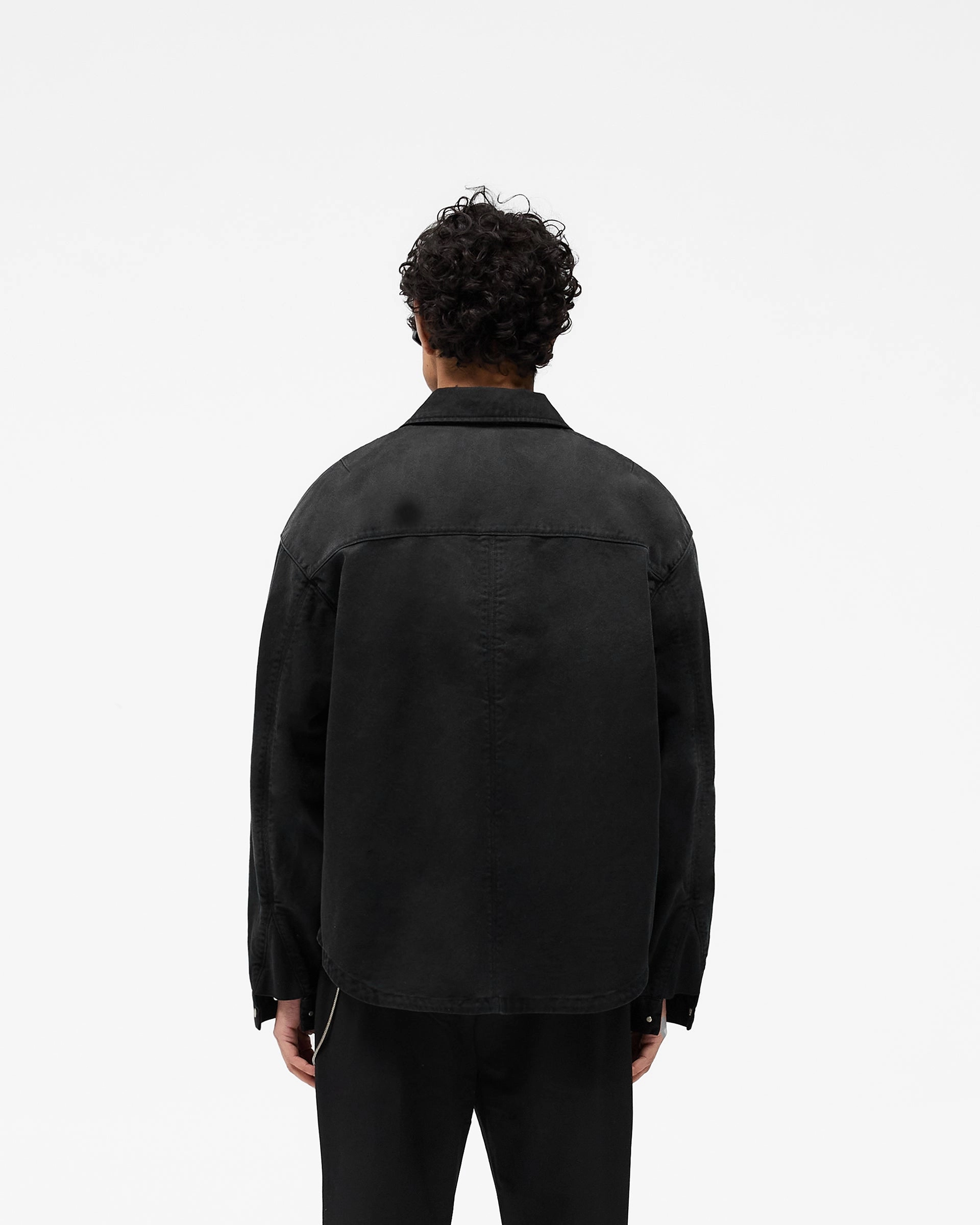 Cotton Zip Through Shirt - Black