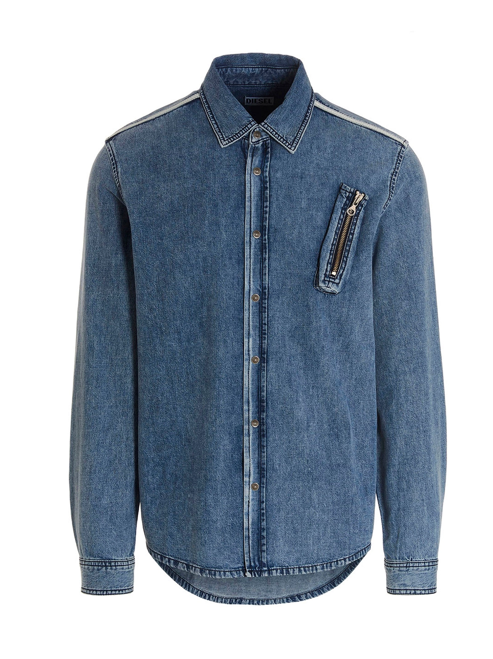 Diesel D-Tuyman Zip-Detailed Denim Shirt