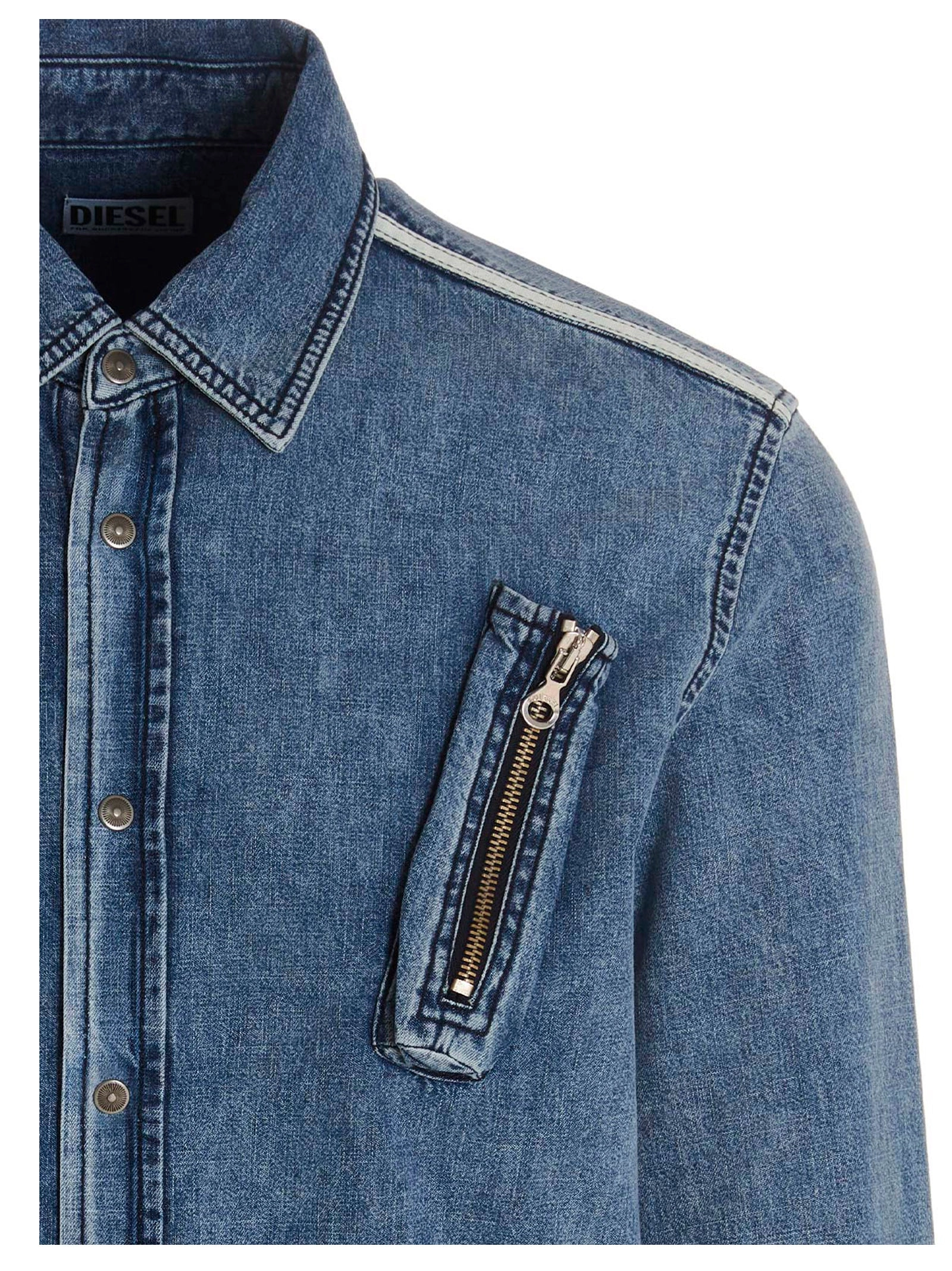 Diesel D-Tuyman Zip-Detailed Denim Shirt